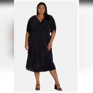 Nine.Eight Women’s and Women's Plus Faux Wrap Plisse Midi Dress Sizes 2X
